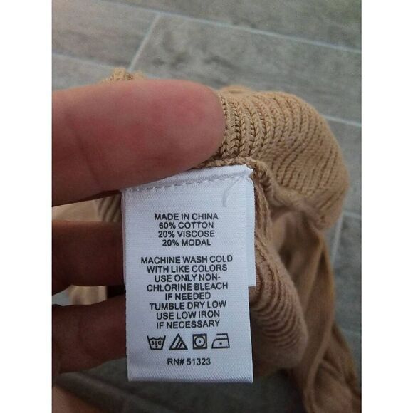 Women's 1. STATE Rib-Knit Bubble Sleeve Long Sleeve Sweater Size Small Tan - Picture 6 of 9